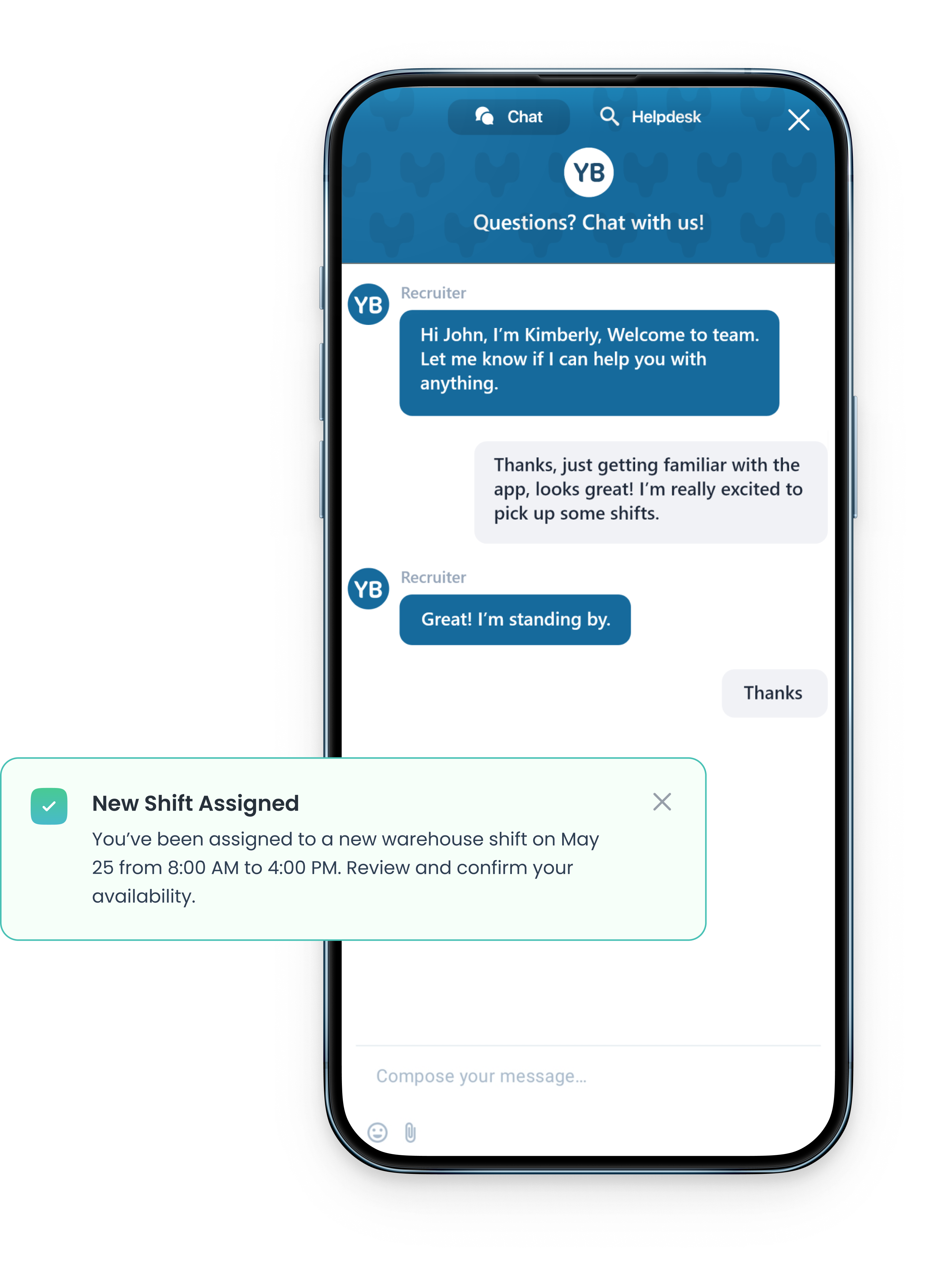 One inbox, every channel — StaffingOS omnichannel messaging